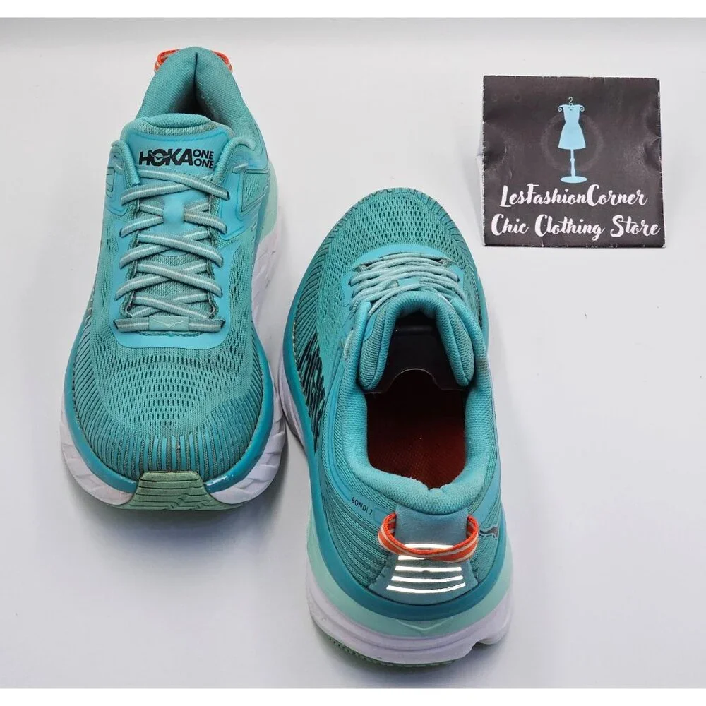 Hoka One One Bondi 7 Women's Green/White Mesh Athletic Running Shoes Sz 9.5 2654 - Picture 12 of 16